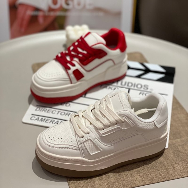 厚底小白鞋女2026低帮百搭运动橡胶简约休闲鞋增高圆头系带板鞋潮,女鞋,时尚休闲鞋,淘宝优惠券,粉丝福利购,淘宝优惠卷