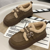 女2025新款 冬季 羊羔绒韩版 外穿棉鞋 ins潮网红保暖加绒雪地休闲鞋