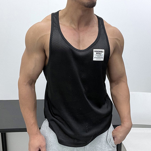 宽松显壮速干细肩带背心体育生