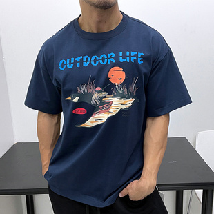 高品质纯棉!小领口短袖T恤圆领套头潮男小清新重磅显壮体育生文艺