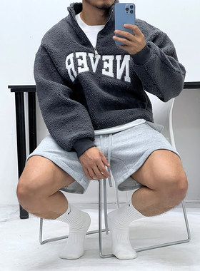 立领秋冬宽松夹克羊羔绒