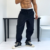 立体裁剪裤 工装 中腰直筒宽松哈伦长裤 全店搭配款 潮男city boy