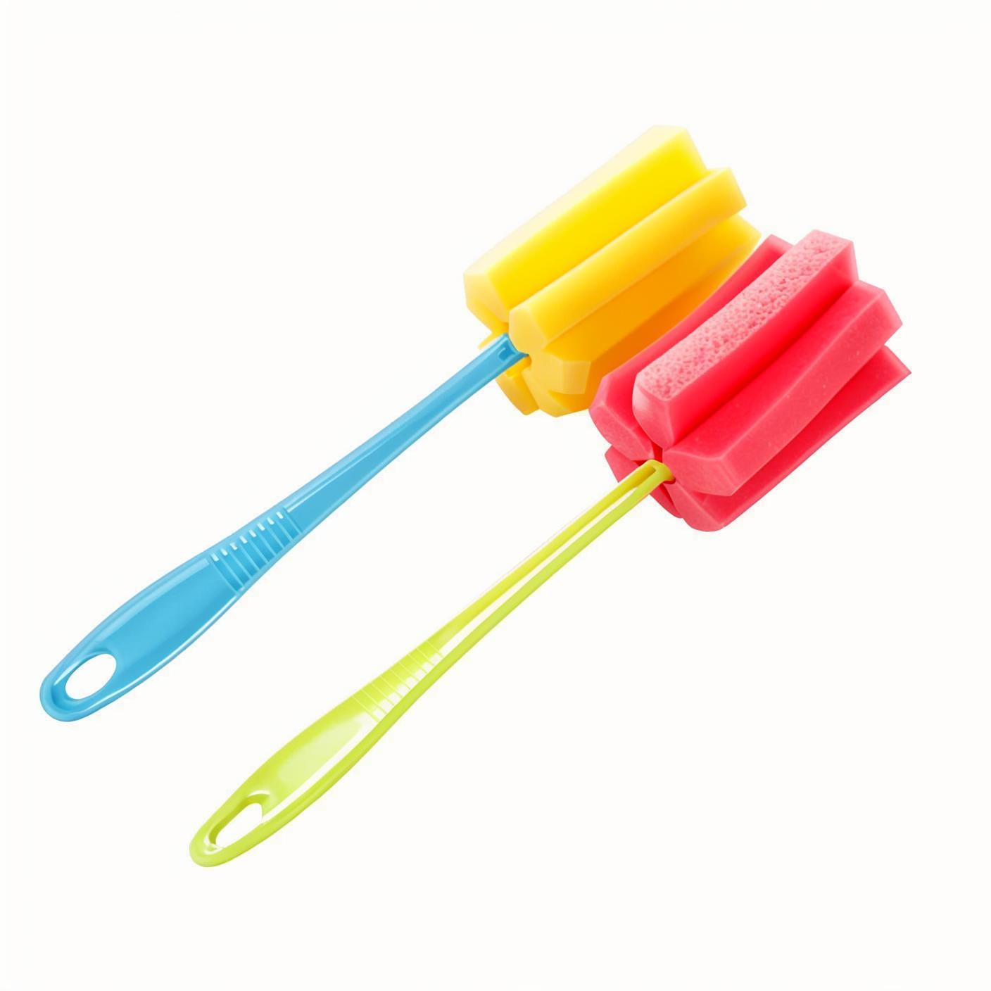 长柄海绵杯刷婴儿奶瓶刷把手刷无死角清洁刷手握刷手柄刷清洁工具