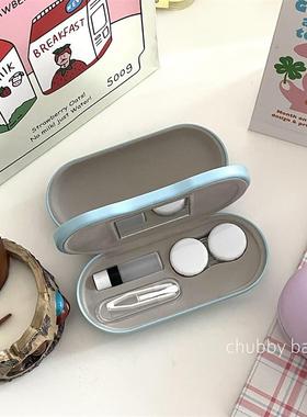 chubbybaby*超实用~便携抗压简约ins风美瞳眼镜二合一眼镜盒套装