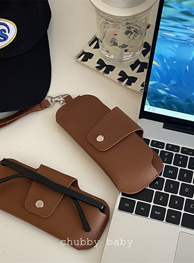 chubbybaby*韩国ins博主同款可挂脖棕色墨镜眼镜随身便携收纳包