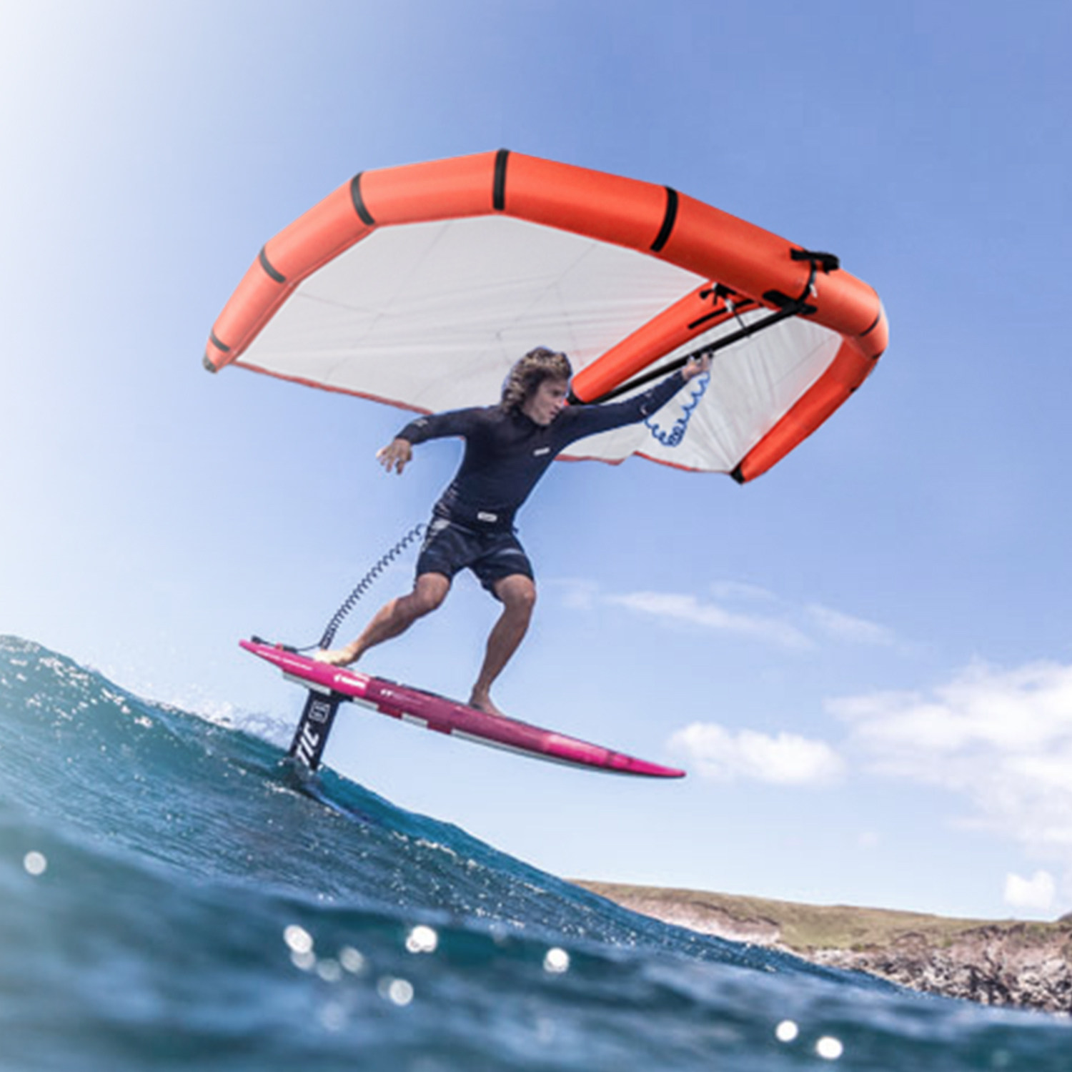 威弗新款冲浪充气风翼橙色无浪滑行装备风筝冲浪水上运动配套用品