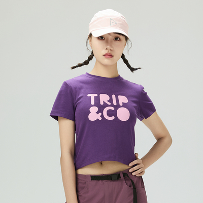 TRIP&CO 字母印花Logo短袖T恤夏季甜辣修身显瘦美式短款上衣女