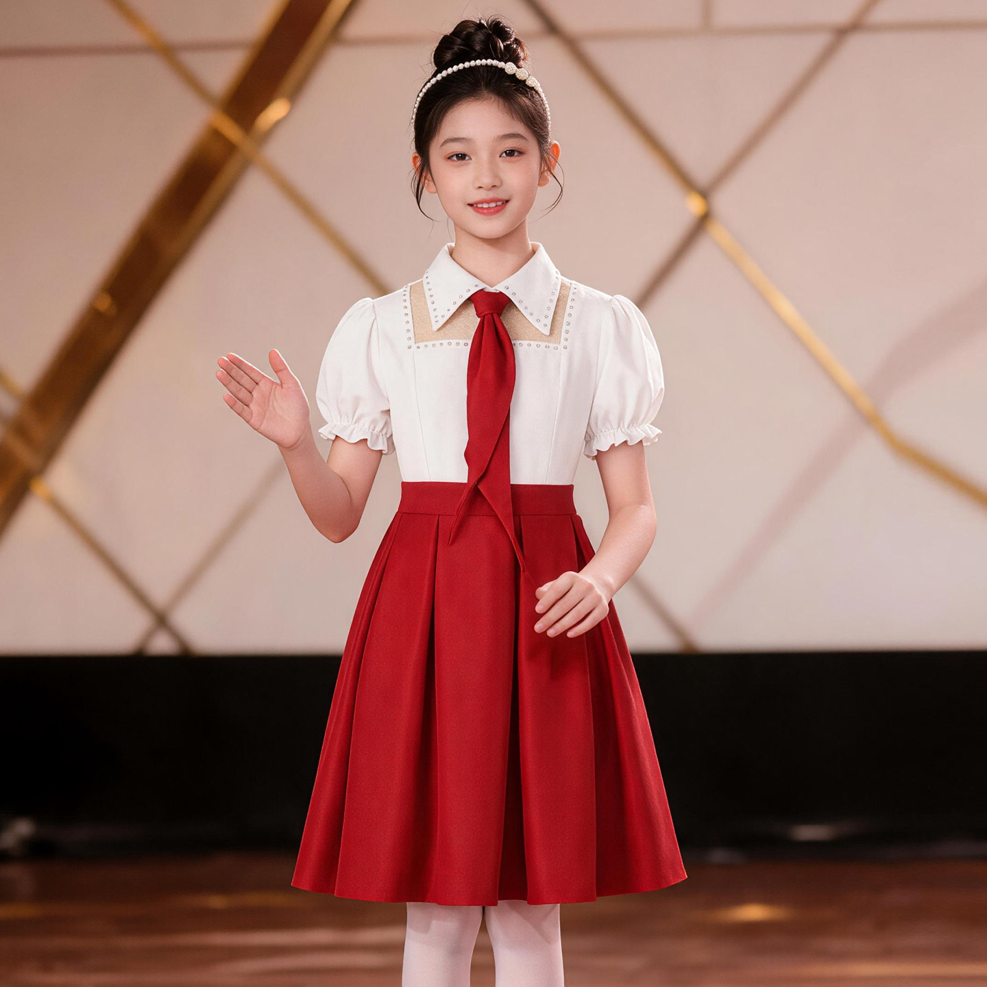 中小学生红色爱国演讲礼服表演服