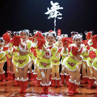 元旦儿童单鼓声声演出服幼儿女喜庆秧歌打鼓中国风开门红舞表演服