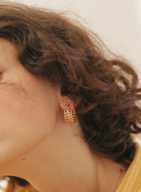 niceto 法式复古镀金编织感日常耳扣款耳环