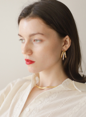 NICETO  法式复古金银拼色开口圆圈造型925银针耳环