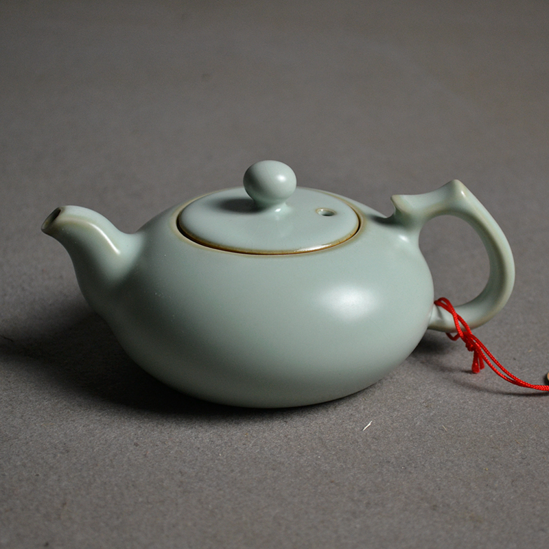 聚寶龍茶具汝窯天青開片玉潤壺茶壺正把壺汝瓷功夫茶器泡茶器