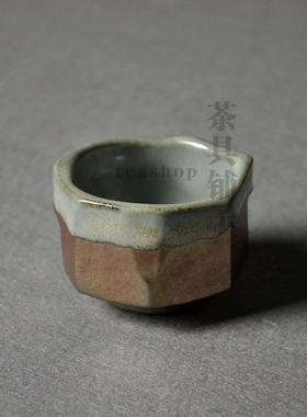 台湾茶具陶艺师刘小评柴烧小角切杯茶杯品茗杯手工个人杯落灰火痕