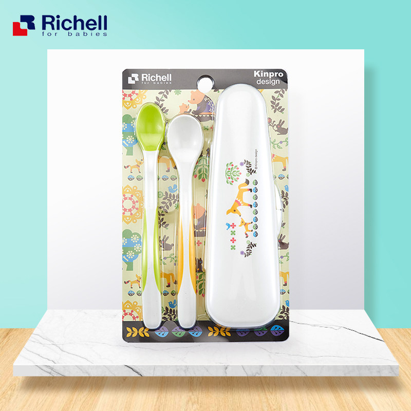 Richell/利其尔 Kinpro系列婴儿餐具 离乳食汤匙2件套装 长颈鹿MR|ruв категории подгузник/шампунь/вскармливать/тележка кроватью, кубок/посуда/измельчение/Приложение, детская посуда - от Buy2taobao.com для оказания профессиональной услуги покупки агента Taobao