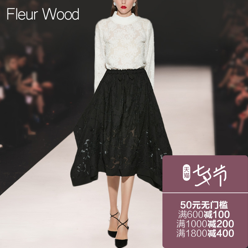 FLEUR WOOD2017ÇïװпîÅ®×°Å·ÖÞÕ¾ÉíÏÔÊÝÉÏÒÂÖг¤¿î°ëÉíȹÌ××°