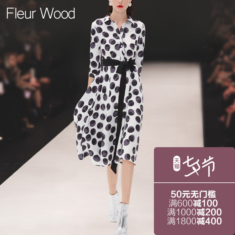 FLEUR WOOD2017Ç^пîÅ®×°Å·ÃÀ×ßÐã¿î²¨µãÔ²µãÆß·ÖÐä´ó°ÚÁ¬ÒÂȹ