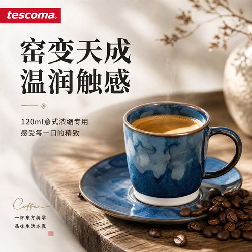 tescoma进口咖啡杯碟套装高级感