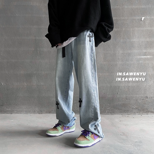 Tide, осенние прямые свободные джинсы, штаны, в американском стиле, свободный крой