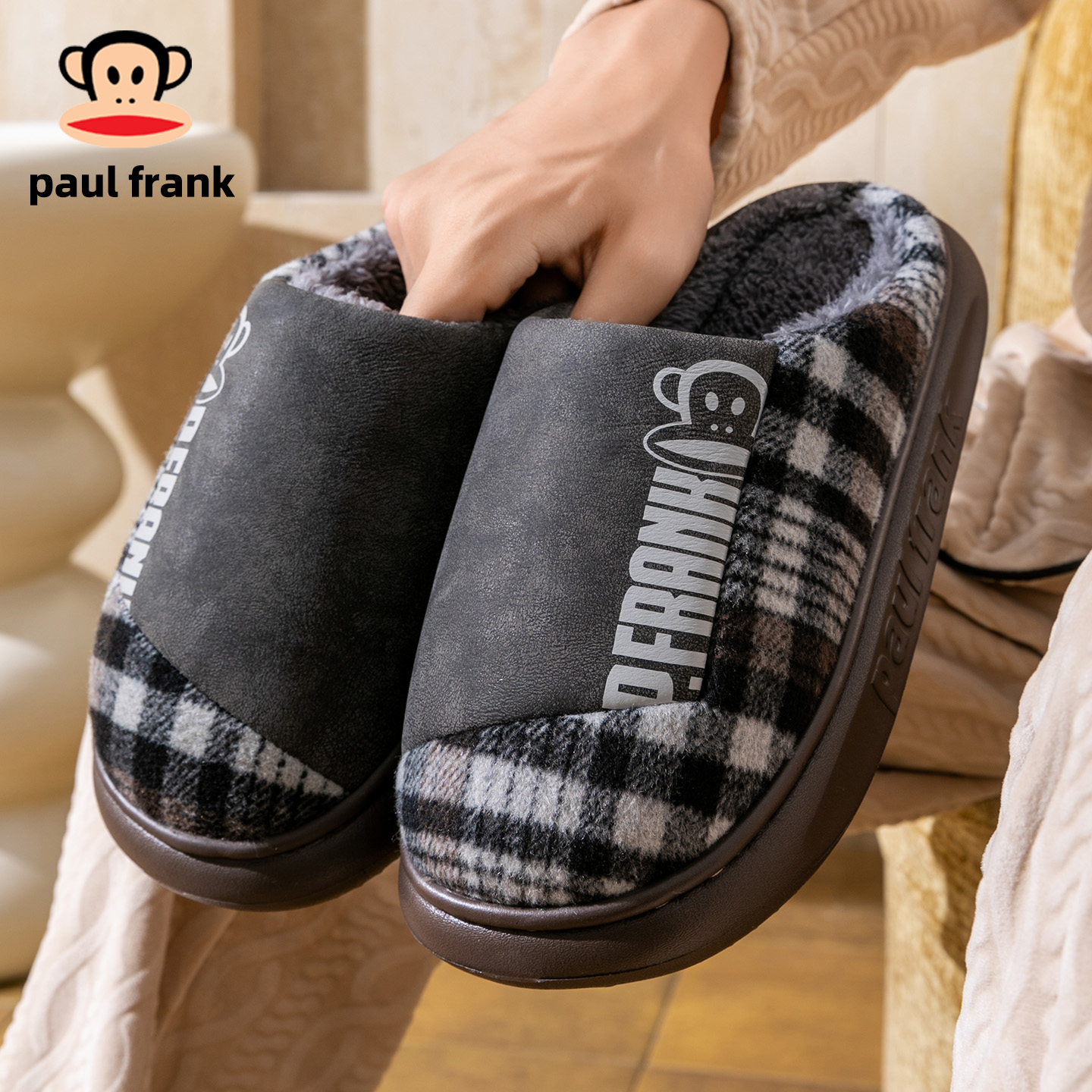 大嘴猴加厚休闲保暖月子棉拖鞋