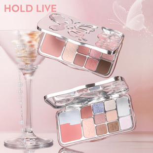 HOLD 粉蓝撞色珠光闪粉腮红盘 LIVE雾境蝶影综合粉盘12色蝴蝶眼影