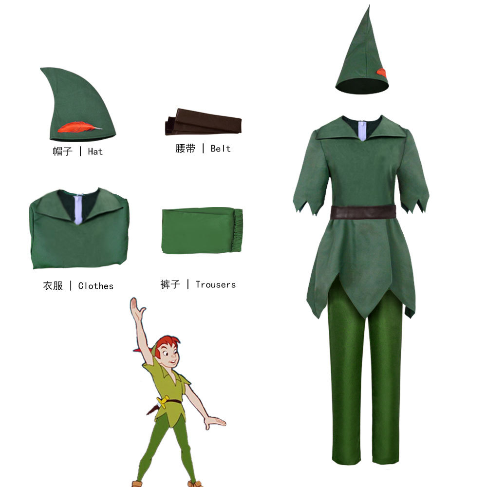 万圣节wish小飞侠彼得潘连衣裙套装c服男童女童cosplay派对四件套