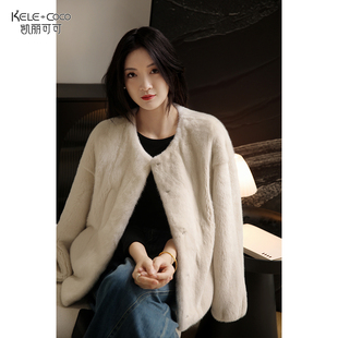 KELE 圆领米兰欧貂绒皮草大衣 COCO