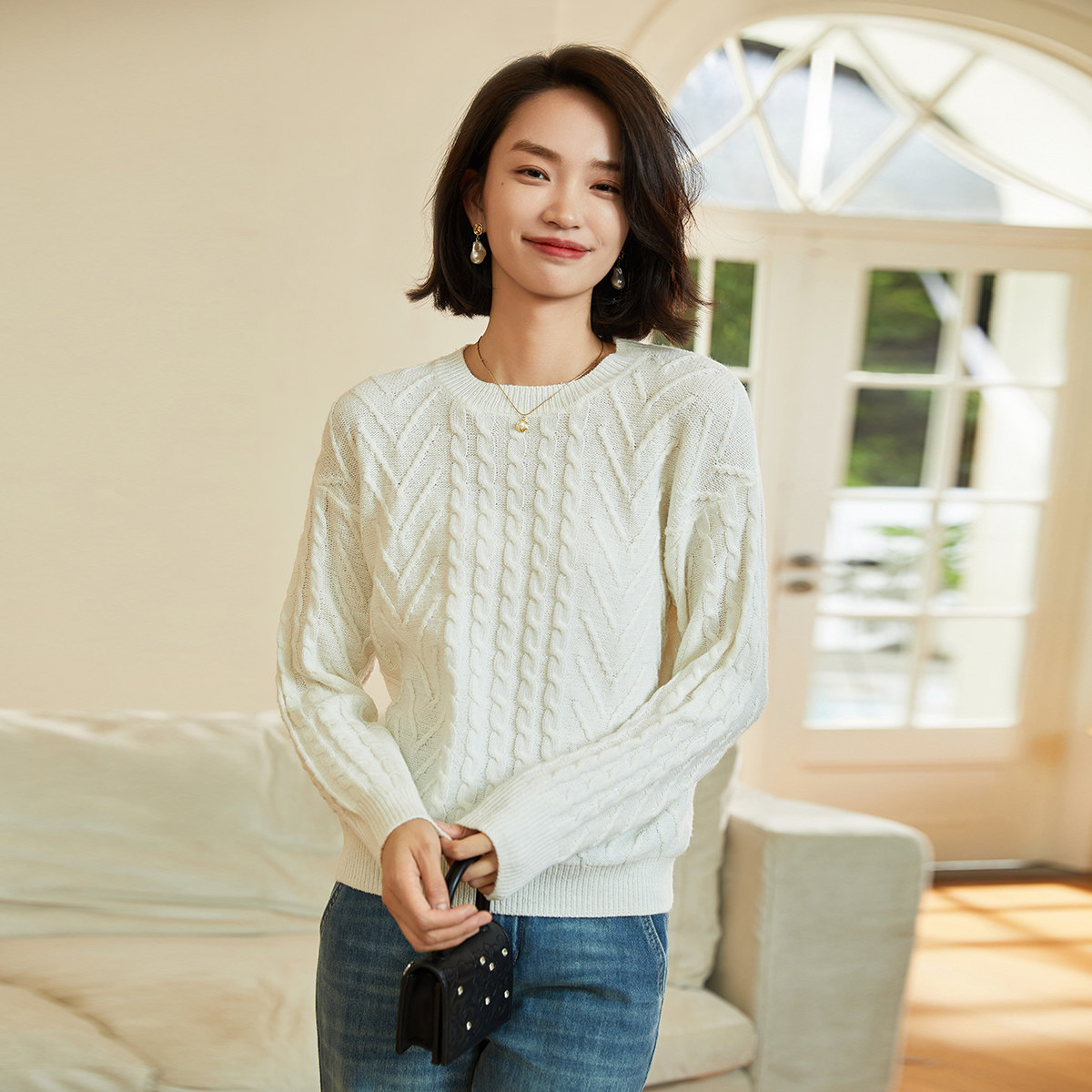 阿依莲a.yilian 扭绳毛衣
