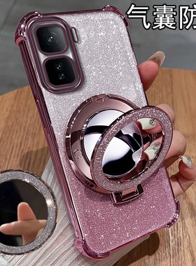 适用电镀四角防摔IQOONEO10PRO手机壳NEO9SPRO+全包8自带7竞速版镜子7se支架女新款专用保护套ins风奢华