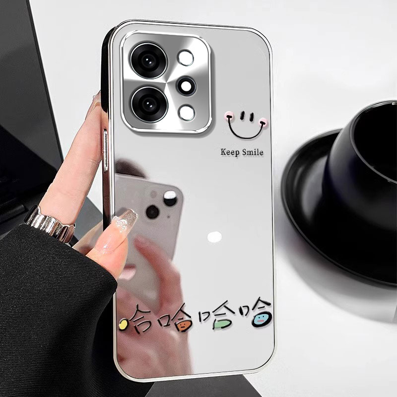 适用笑脸哈哈哈OPPOReno14手机壳13电镀12镜面11全包10pro+防摔9保护套8新款7se女6男5简约创意爆款新品ins风