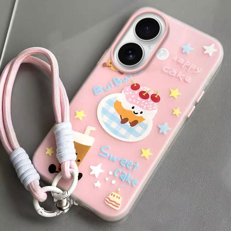 适用苹果16E果冻手机壳iPhone15promax甜品蛋糕14plus可爱13卡通12夏日11防摔保护套少女心男萌系自带挂绳