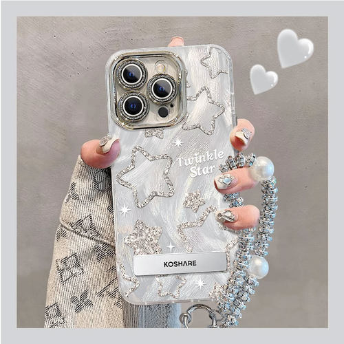 适用苹果系列闪粉星星手机壳