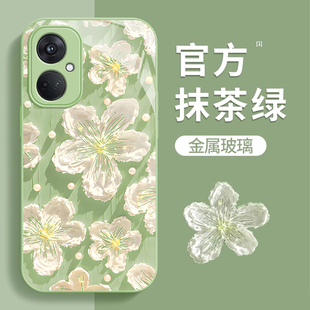 pro潮流高颜值珍珠油画花金属玻璃轻奢防摔保护套 适用oppok11x手机壳网红新款 oppok10x pro艺术女款 oppok9s