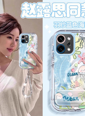 适用蓝色海洋O0PPOReno14手机壳13羽纱12泡芙11全包10pro+防摔9保护套8新款7se女男6可爱5新品4se爆款3ins风