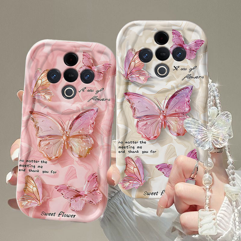 适用英文蝴蝶vivoY300PRO手机壳Y200I外Y100硅胶Y93全包Y78PLUS防摔Y77E保护套Y76S新款73S女52S/5+/T/C/GT