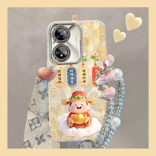 适用财神爷手链OPPOA5PRO手机壳A6GT保护套A3iplus全包A2M马年A97高级感A96可爱93卡通72新款 58X女55防摔11外