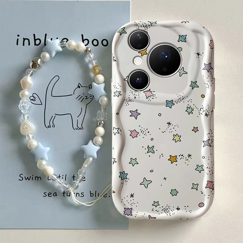 适用泼墨星星华为pura80PRO+手机壳p70Ultra硅胶p60art奢华p50E专用p40女轻奢风p30保护套ins风防摔全包新品