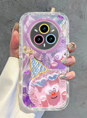 适用油画毛球realme14pro+手机壳13pro新款真我11proplus羽纱10高级感9全包防摔可爱少女心卡通时尚男生创意