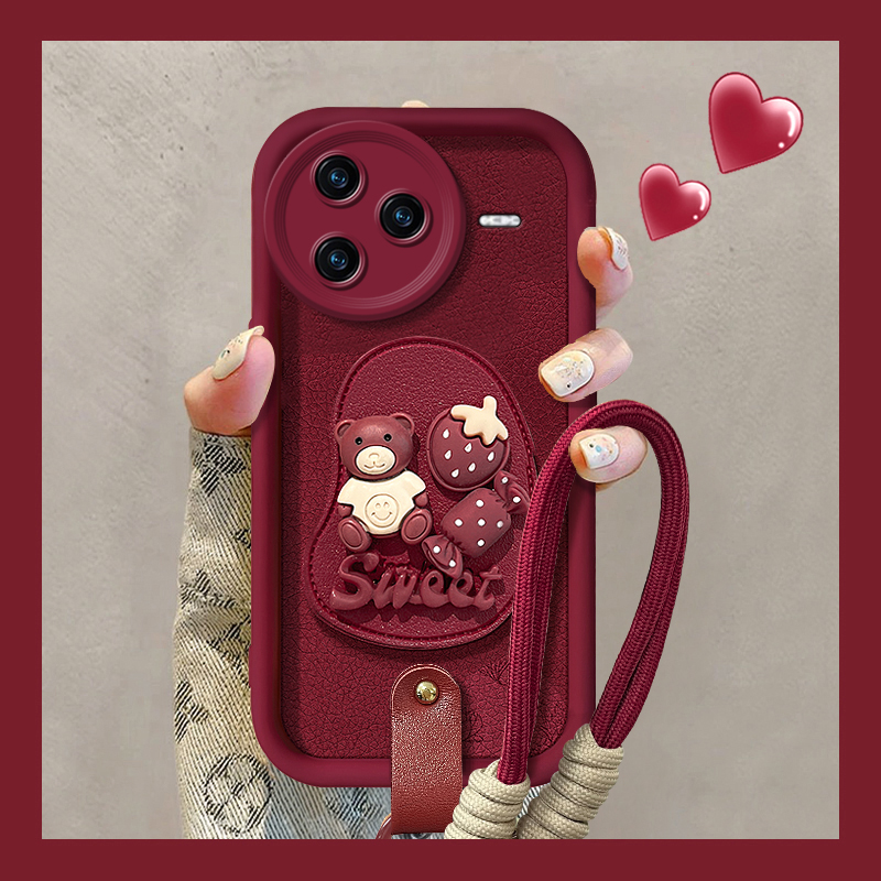 适用红米K系列小熊草莓手机壳