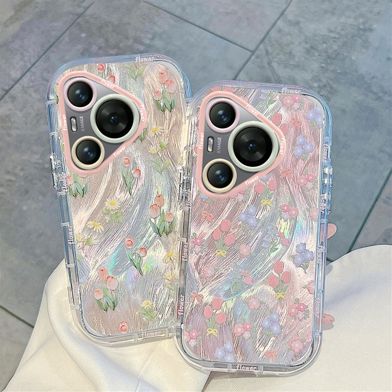 适用郁金香华为pura70PRO+手机壳Ultra羽纱p60art泡芙p50E专用p40少女心p30保护套ins风夏日夏天防摔全包新品