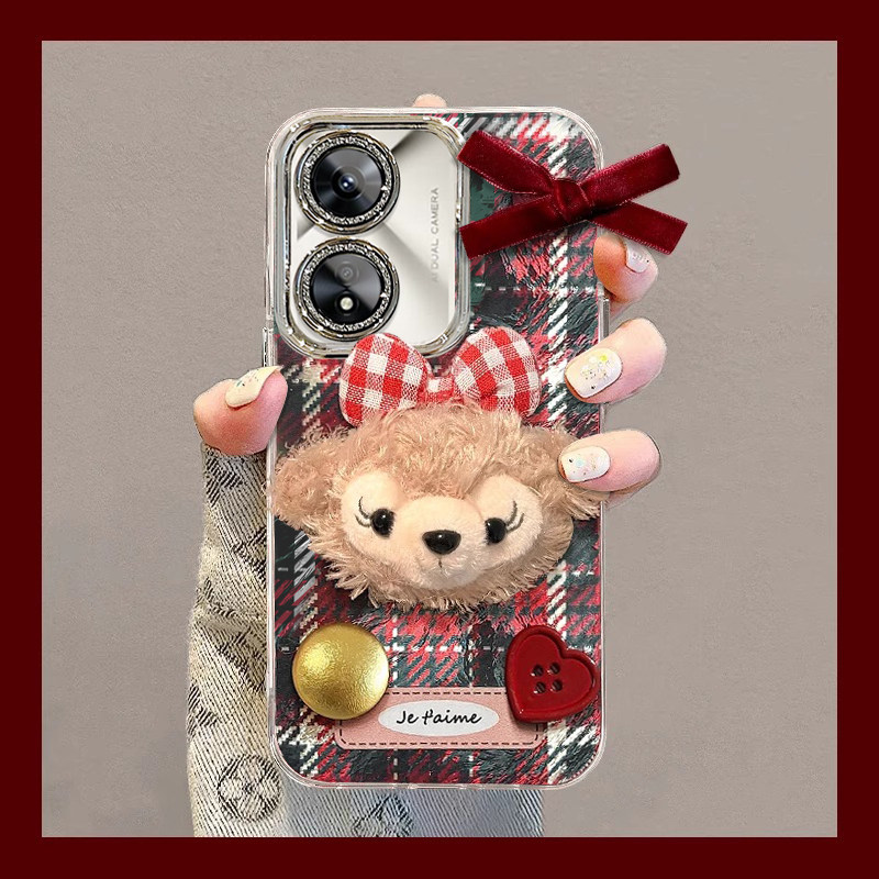 适用达菲熊oppoA97手机壳A96新款A93女款72卡通58防摔A6GT保护套A2M全包A3iplus高级感55可爱A32冬天A1/A5X