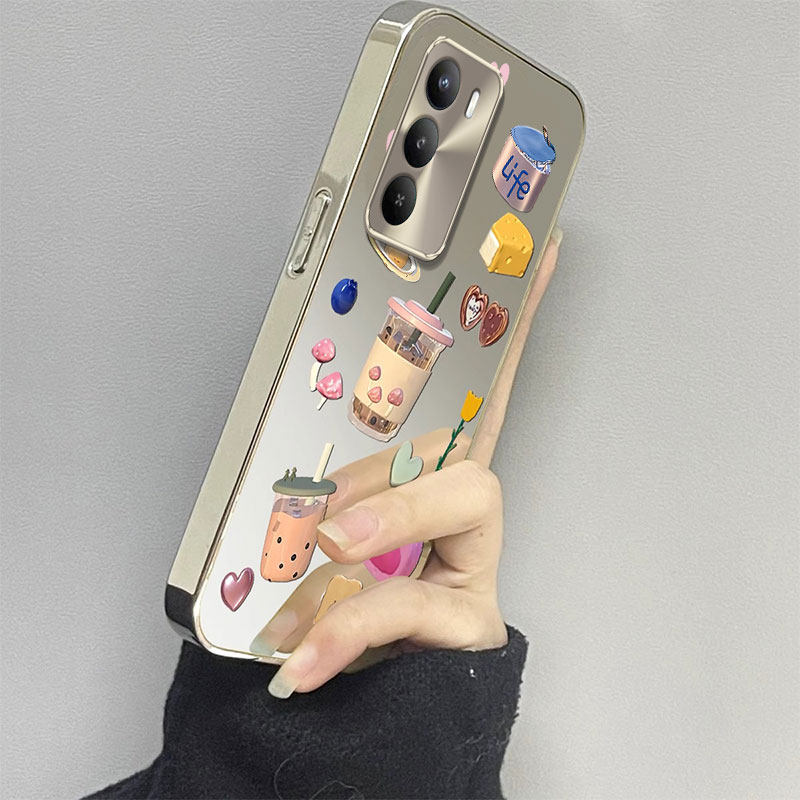 适用蛋糕奶茶realmeV70手机壳真我V50电镀V30镜面V20全包V11防摔V5保护套新款女夏日夏天简约创意小众个性,3C数码配件,手机保护套/壳,淘宝优惠券,粉丝福利购,淘宝优惠卷