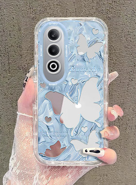 适用蓝色蝴蝶oppoK12X手机壳k11镜面K10PRO泡芙K9S新款高级感时尚女款少女心全包防摔保护套轻奢风奢华创意外