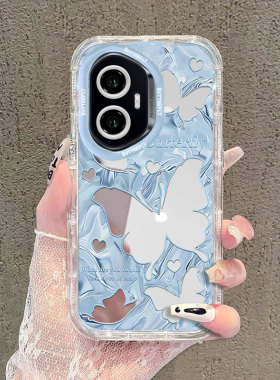 适用蓝色蝴蝶荣耀300Ultra手机壳200pro镜面100泡芙90GT新款80se高级感70时尚60防摔50女30全包20保护套honor