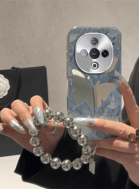 适用镜面蓝色蝴蝶vivoY300pro手机壳y200i电镀Y100个性Y78新款Y77E女Y76S防摔Y52S保护套Y35全包高级轻奢奢华