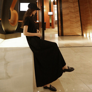 T恤长裙韩版 莫代尔棉打底裙子 连衣裙过膝A字裙bf学生短袖 宽松大码