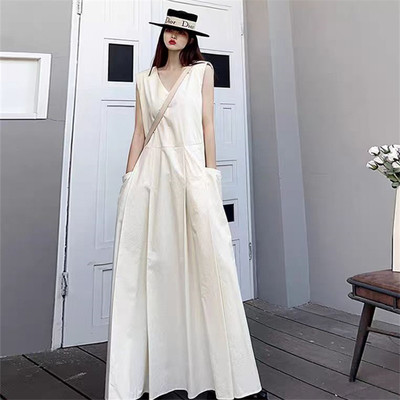 宽松大码连衣裙纯棉无袖打底长裙