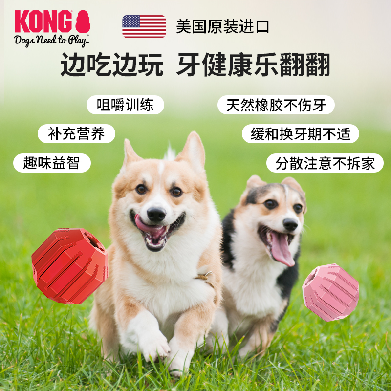 kong狗狗玩具耐咬磨牙益智漏食球