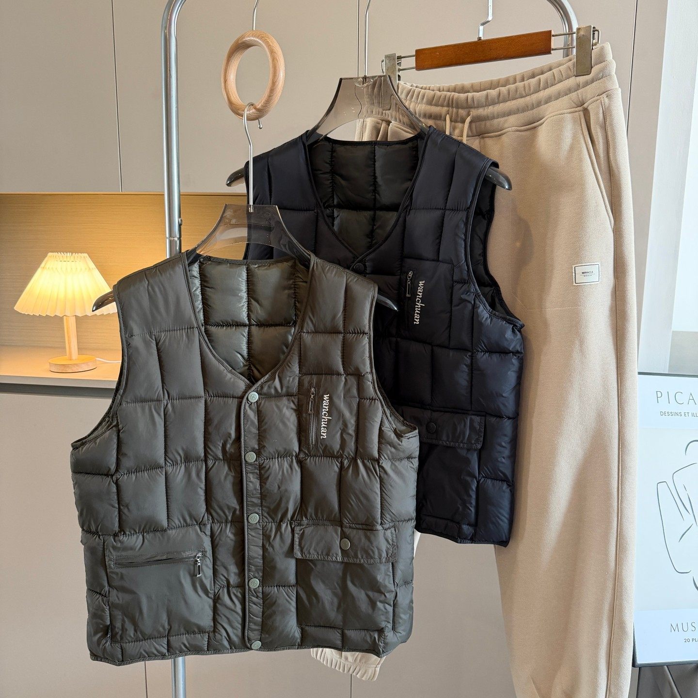 走商场订单！绗棉保暖！秋冬男士户外内搭叠穿V领百搭棉马甲外套,男装,常规马甲,淘宝优惠券,粉丝福利购,淘宝优惠卷