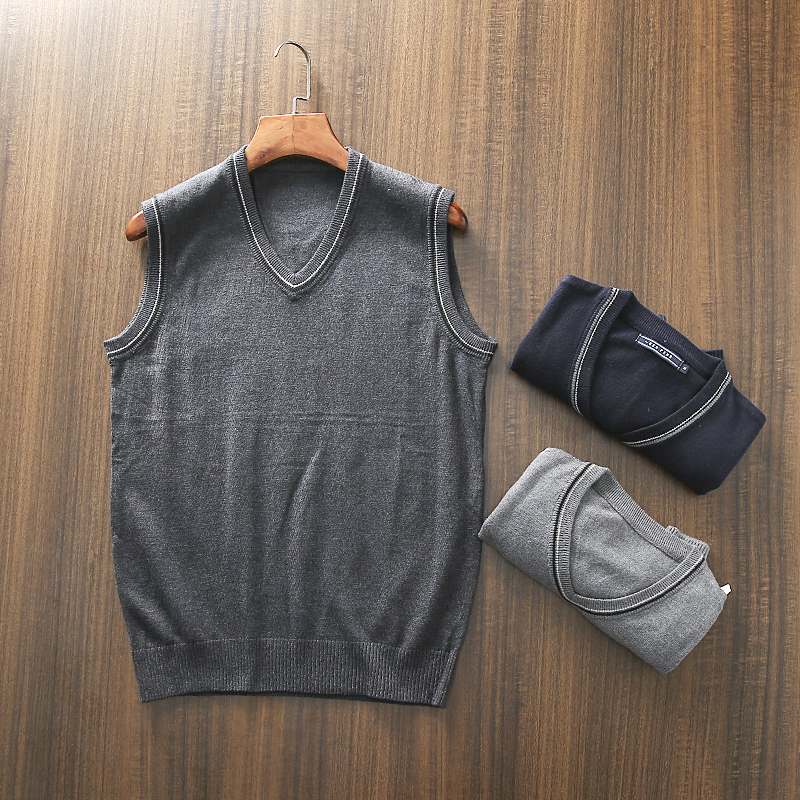 福利款！亲肤舒适！秋冬男士撞色V领针织打底衫毛衣毛线背心马甲
