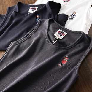 工厂尾货休闲运动短袖 外贸男装 亲肤背心 小熊刺绣 运动健身BI备